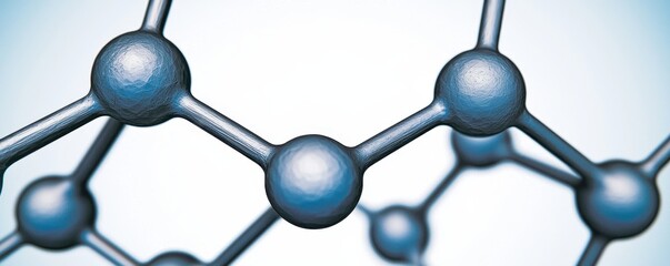 Abstract Molecular Structure Close up of a 3D Rendered Blue Atom Network