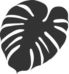 Monstera silhouette, philodendron leaf, PNG. © MarhaRyta