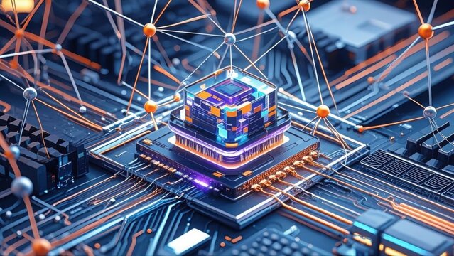 High tech computer sience networking cyber security system AI generated illustration