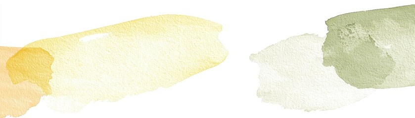 Abstract watercolor strokes, yellow green design, white background, website header