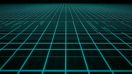 Obraz premium Futuristic grid landscape with glowing lines, creating a digital environment for technology themes