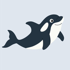 Cute cartoon killer whale. Flat vector illustration in children's style. Vector illustration of a killer whale.