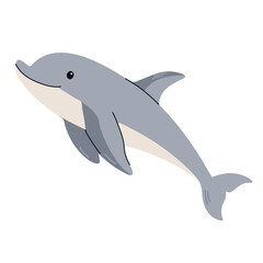 Dolphin animal. Ocean aquatic animal dolphin. Flat vector illustration in children's style.Cartoon vector illustration isolated on white background