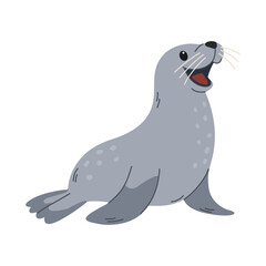 Cute seal cartoon vector Illustration isolated on a white background. Underwater world, ocean, underwater inhabitants