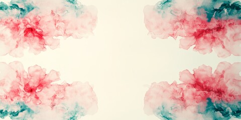 Fototapeta premium Abstract Pink and Teal Watercolor Floral Texture Background, Romantic and Dreamy Banner Design