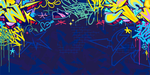 Cool Abstract Colorful Urban Street Art Graffiti Style Vector Illustration Background Template