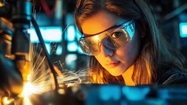 The woman scientist meticulously examined her samples in the lab, her passion for discovery evident in her focused expression and the notes she scribbled in her notebook.
