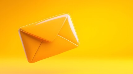 Floating Yellow Envelope 3D Render Bright Digital Communication Concept