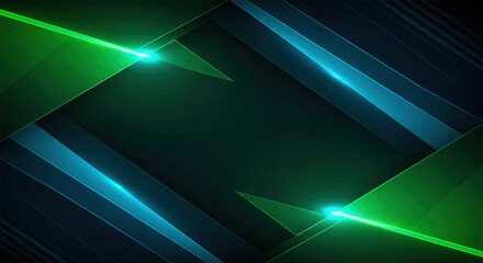 Black dark blue green teal cyan petrol jade abstract background. Geometric shape. Line stripe diagonal triangle angle 3d. Color gradient. Light bright glow neon foil metal metallic. Design.Futuristic.