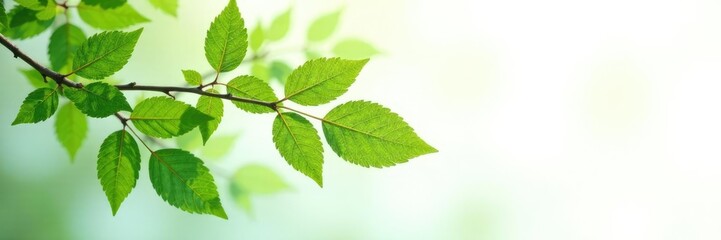 Leafy branches with delicate veins on white background, forest, nature