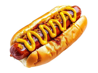 Isolated Hot Dog with Mustard and Relish