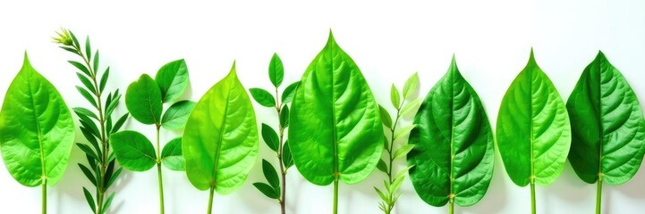 Leafy greens isolated on white background, natural texture, nature, botanicals, greenery