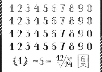 手描きの数字イラストセット