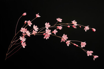sakura flowers on black background.