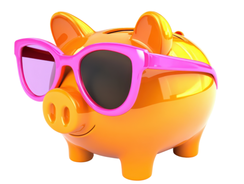 Isolated Piggy Bank with Sunglasses