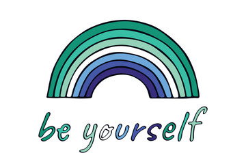 Colorful rainbow shape Gay men pride flag Happy pride day LGBTQIA community Pride Month Vector hand drawn doodle for posters, stickers, logo, cards