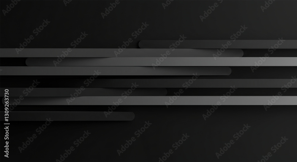 Poster smooth fading straight lines in a row 3d vector blurred effect dark gray abstract background. render