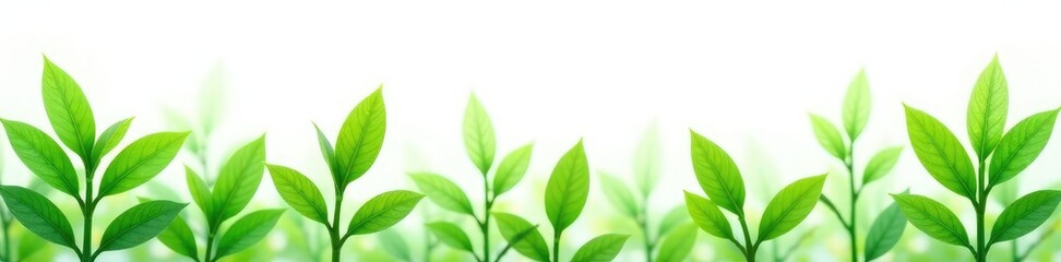 Naklejka premium Green plant stems and leaves on white background, plant life, plants, leaves