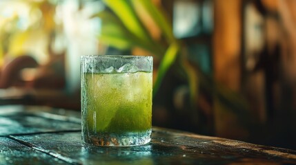 Refreshing Drink at Rustic Bar