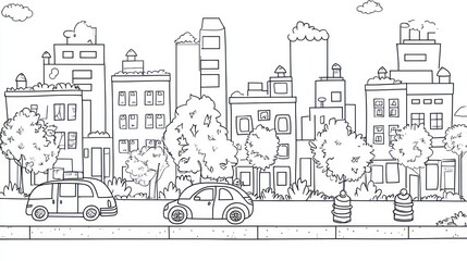 Fototapeta premium Simple black and white city street scene