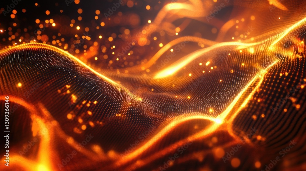 Poster a visually stunning abstract design of interconnected glowing nodes, creating a dynamic and modern t