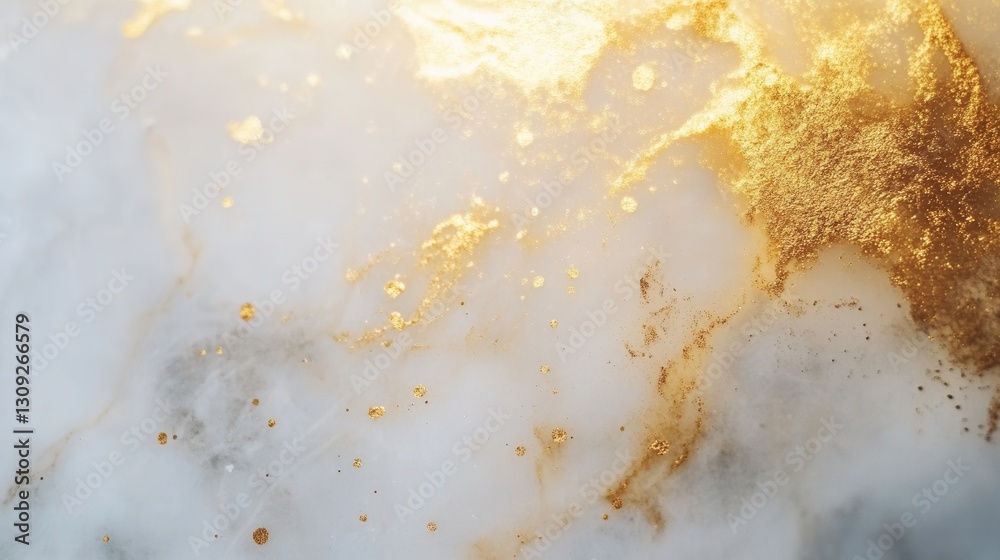 Aufkleber luxurious golden accents complemented by white marble texture featuring subtle golden dust in a mini