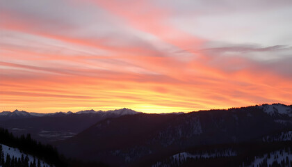 Obraz premium Majestic Mountain Sunset Breathtaking Winter Landscape Panorama