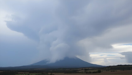 Fototapeta premium Volcanic Eruption Dramatic Smoke Plume Landscape Nature Disaster