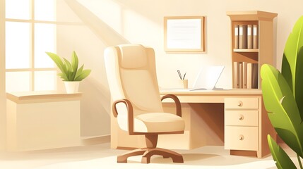 Cozy and bright office space with modern furnishings and natural light