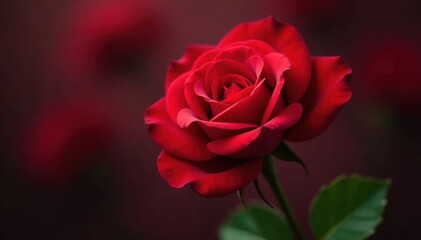 Naklejka premium Perfect Valentine's Day rose, vibrant red, lush petals , single, elegant