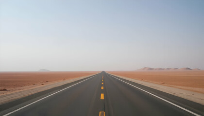 Fototapeta premium Endless Desert Highway Journey Road Trip Adventure Travel Scenic Route Open Road Destination Freedom Exploration Vast Landscape