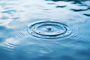 Water droplet impact creating concentric ripples.