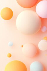 Colorful spheres of various sizes floating against a soft pastel background create a whimsical abstract composition