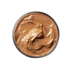 Creamy chocolate mixture in a glass bowl ideal for desserts or baking, showcasing rich texture and color for culinary use