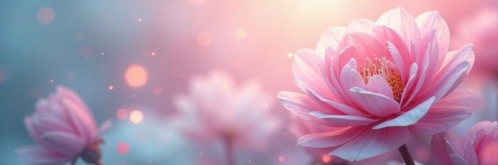 Fototapeta premium Swirling pastel blooms, soft focus, ethereal feel, curves, vibrant