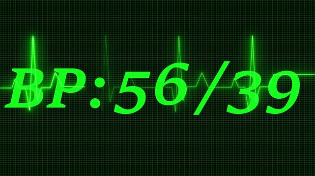 Abstract neon heartbeat signal icon and bp 120/80 animation background. This is an electrical activity of heart. This can present various types of diseases of heart. 