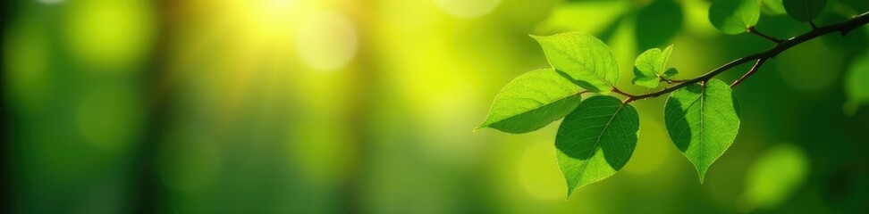 Fototapeta premium Leaves on the stem curve towards sunlight and shadow, branches, foliage