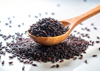 Striking double exposure showcases the beauty of black and paddy rice.  A culinary masterpiece captured.