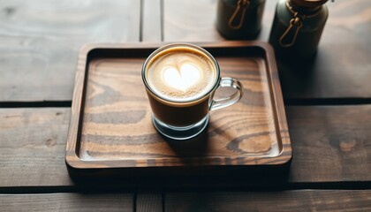 Savoring artisan coffee cup with heart design rustic  close-up food photography warm ambiance culinary experience