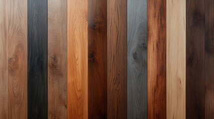 An array of wooden panels displaying various rich colors and textures that highlight the natural beauty and diversity of wood materials for design.