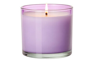 Purple scented candle burning bright isolated with transparent background