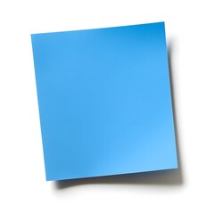 Blue sticky note on a white background with soft shadows highlighting its edges