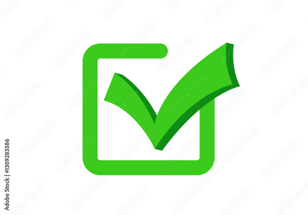 Poster a green checkbox with a bold check mark, perfect for use in tasks, forms, and lists.