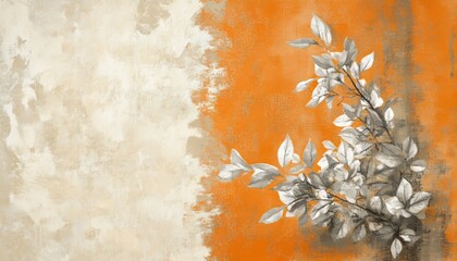 Abstract Floral Sketch on Watercolor Wash, Gentle Pastel Illustration, Decorative Art Background