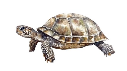 Obraz premium Watercolor painting of a tortoise.