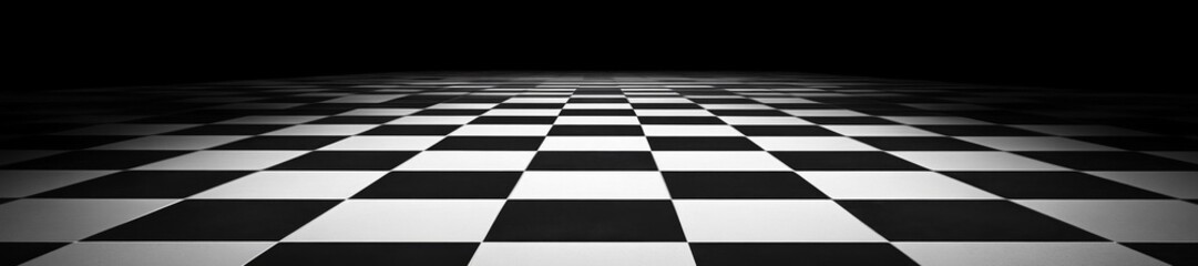 Dynamic Black and White Checkerboard Pattern Creating a Modern and Retro Marketing Background. Generative AI
