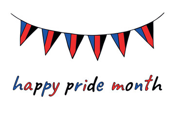 Obraz premium Colorful garland Polyamory pride flag Happy pride day LGBTQIA community Pride Month Vector hand drawn doodle for posters, stickers, logo, cards