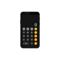 A smartphone screen shows a calculator app interface including numbers and basic function buttons.