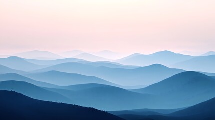 Fototapeta premium Rolling hills bathed in the soft light of dawn.
