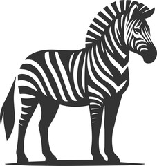 Zebra standing still and head held high animal silhouette
